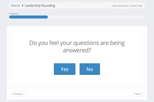 Screenshot from Palarum electronic rounding software showing the text "do you feel your questions are being answered?"