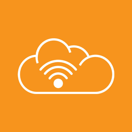cloud alert icon on orange background